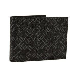 DUNHILL Mens Black Gray SIGNATURE LOGO Leather Canvas Billfold Wallet Italy NEW